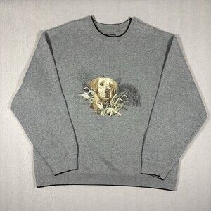 Vintage Croft & Barrow Grey Crewneck Sweatshirt XL Golden Retriever Dog Sweater
